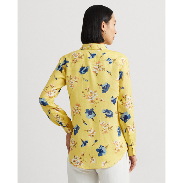 Yellow Multi Relaxed Fit Floral Linen Shirt Lauren Petite 5