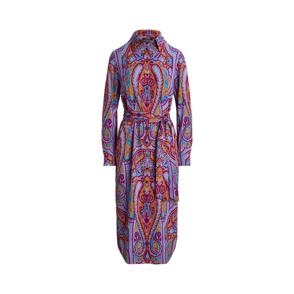 Paisley-Hemdkleid aus Cr&ecirc;pe mit G&uuml;rtel Lauren Petite in 1