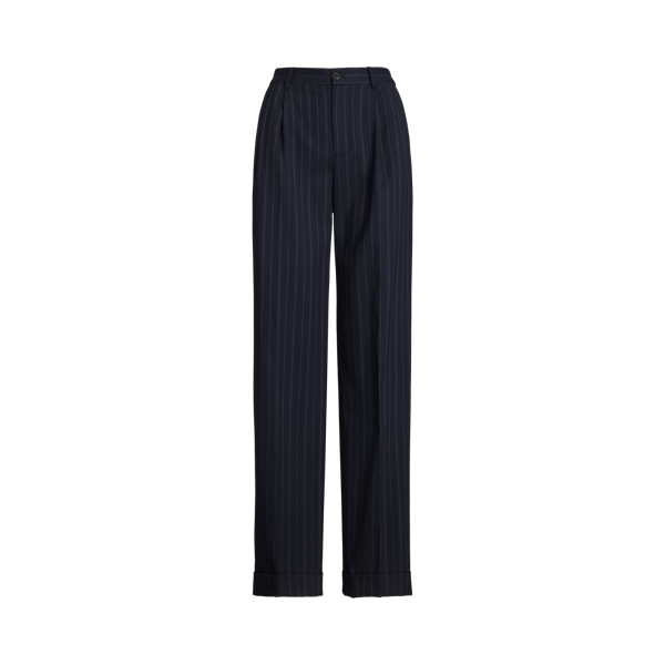 Pleated Wool-Blend Crepe Trouser Lauren Petite 1