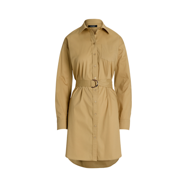 Two-Tone Belted Georgette Shirtdress