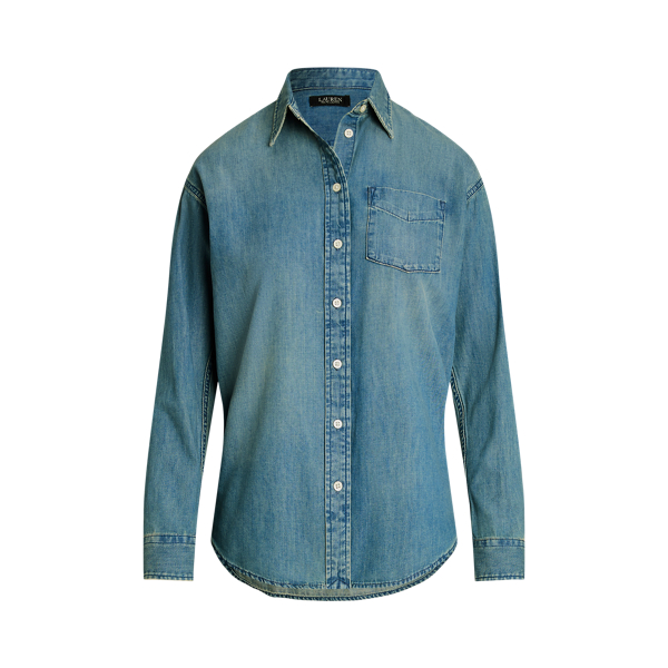 Chemise d&eacute;contract&eacute;e en denim Lauren Petite en 1