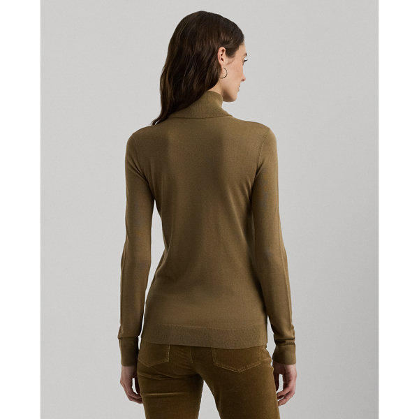 Honey Tan Silk-Blend Turtleneck Sweater Lauren Petite 5