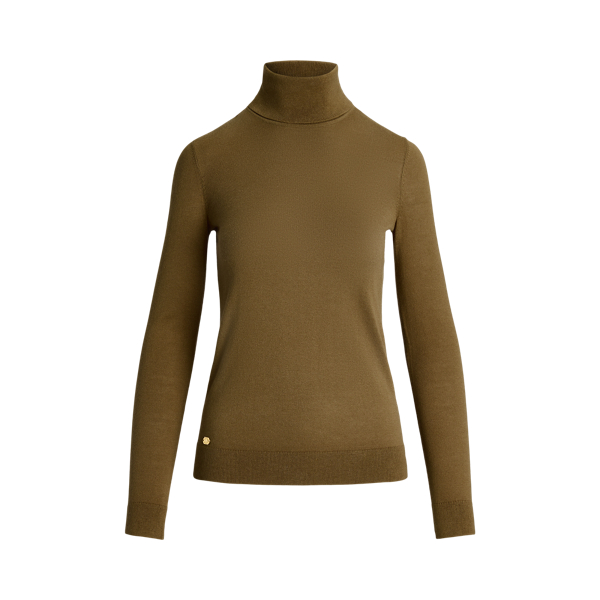 Honey Tan Silk-Blend Turtleneck Sweater Lauren Petite 2