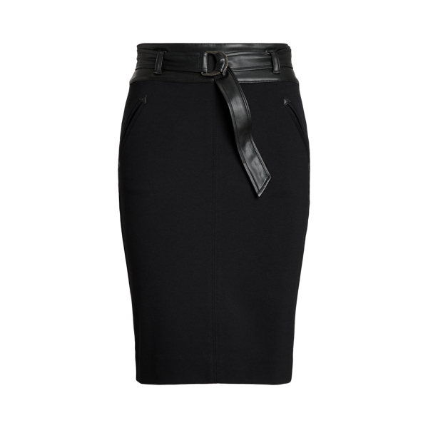 Belted Ponte Pencil Skirt