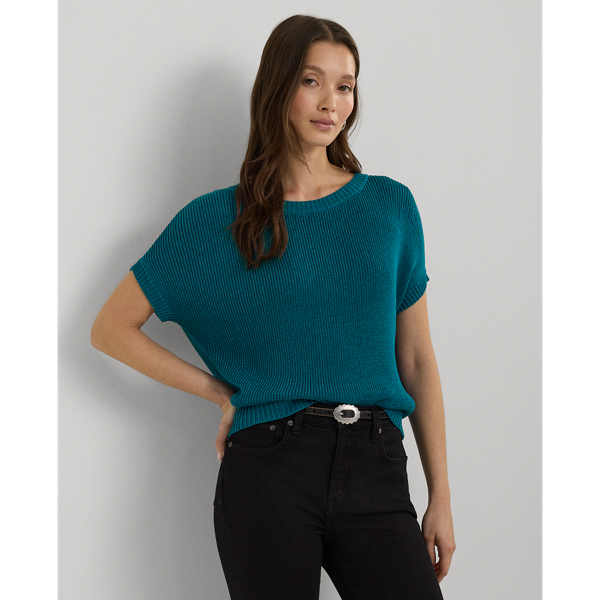 Rib-Knit Short-Sleeve Sweater