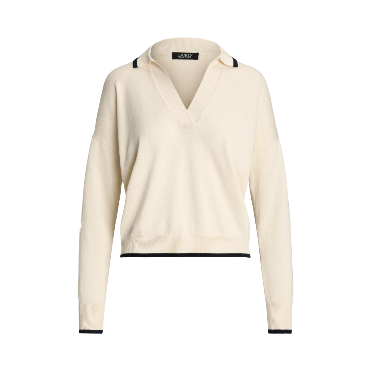 【送料&関税込】Polo Ralph Lauren Ivory Cotton Blend Sweater POLO RALPH LAUREN COTTON-BLEND SHORT-SLEEVE SWEATER | Ivory