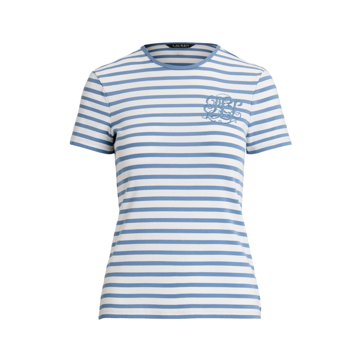 Striped Stretch Cotton Crewneck Tee