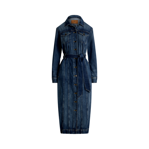 Belted Denim Shirtdress Lauren Petite 1