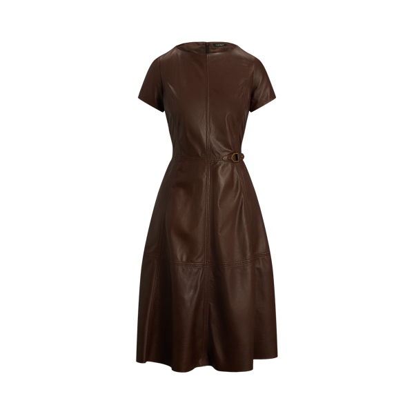 Lambskin Fit-and-Flare Dress Lauren Petite en 1