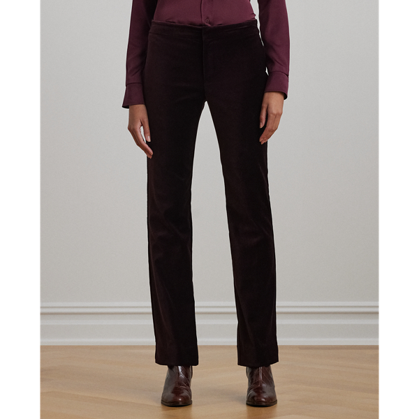 Stretch Velvet Straight-Leg Pant