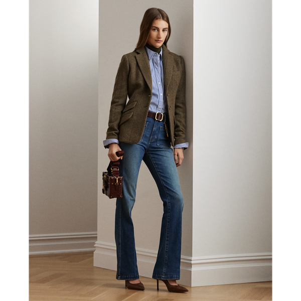 Olive Multi Tweedblazer mit Fischgratmuster Lauren Petite 1