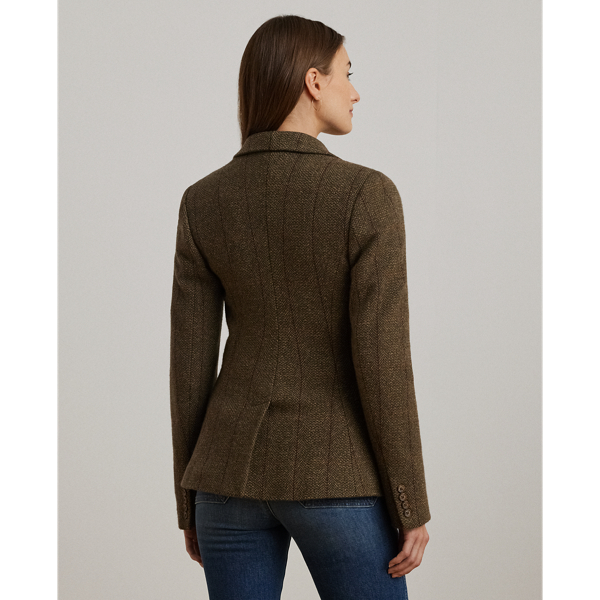 Tweedblazer mit Fischgratmuster Lauren Petite in Olivgrün multi 5