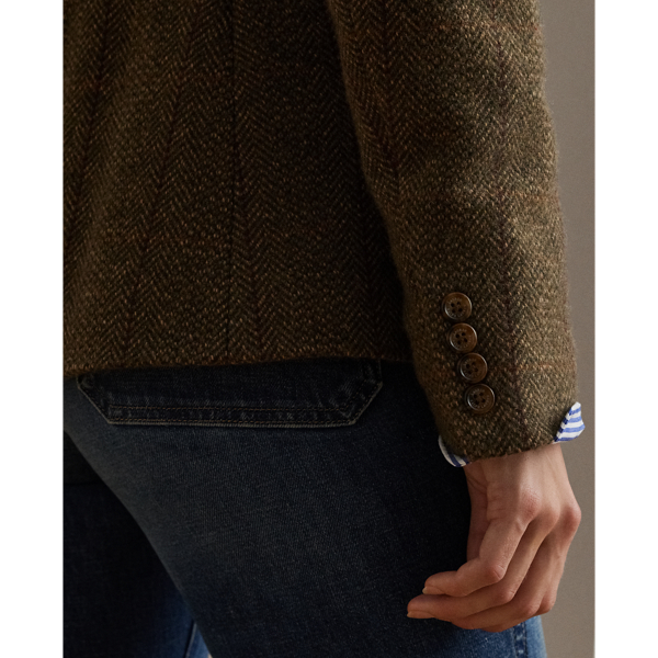 Tweedblazer mit Fischgratmuster Lauren Petite in Olivgrün multi 7