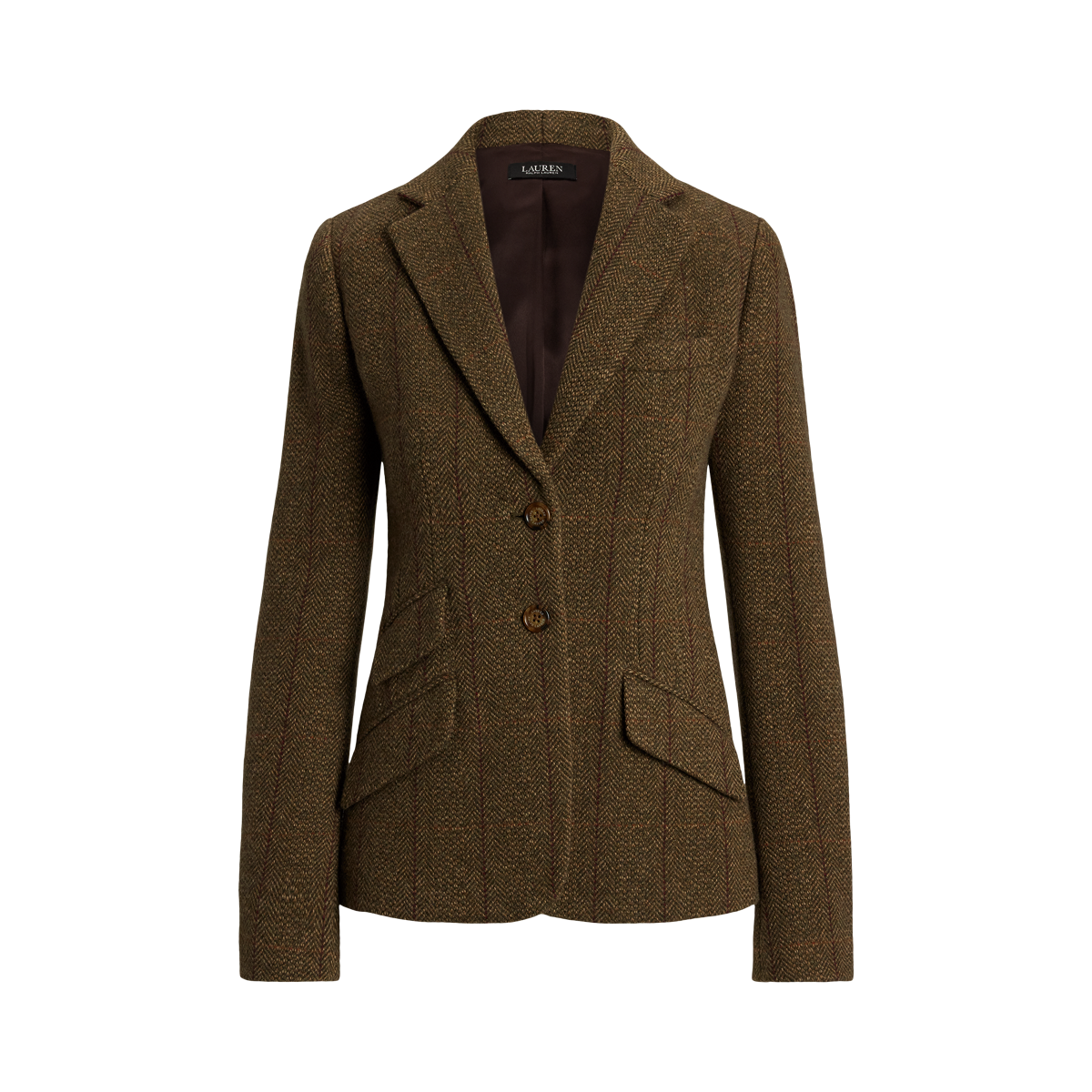 Wool Blend Herringbone Tweed Blazer