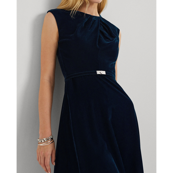 Belted Velvet Cap Sleeve Dress