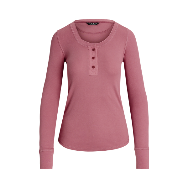 Stretch Cotton Long Sleeve Henley Tee