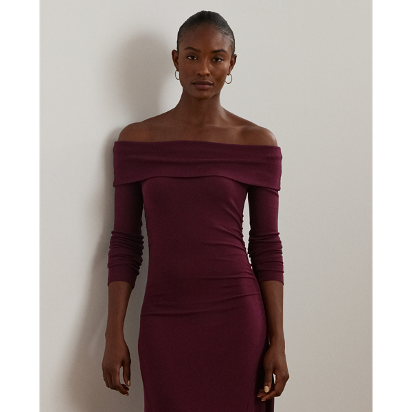 Off the shoulder ribbed dress shop