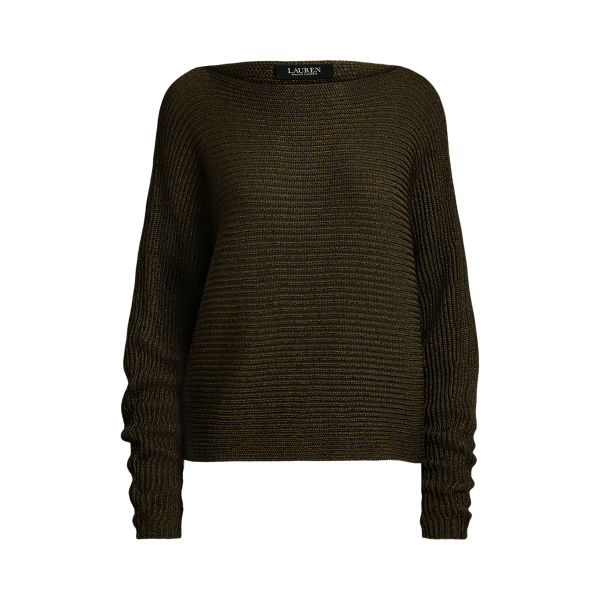 Metallic Rib-Knit Boatneck Jumper Lauren Petite 1