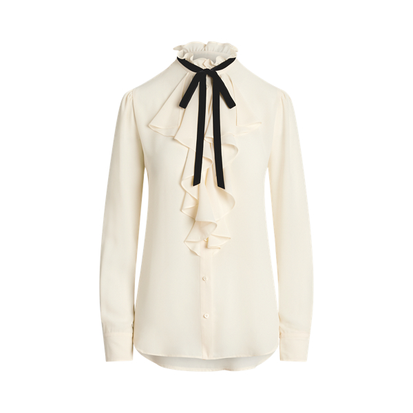 Georgette blouse met ruche-afwerking Lauren Petite in 1
