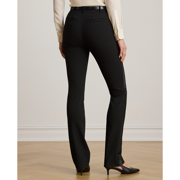 Satin-Trim Double-Faced Crepe Pant