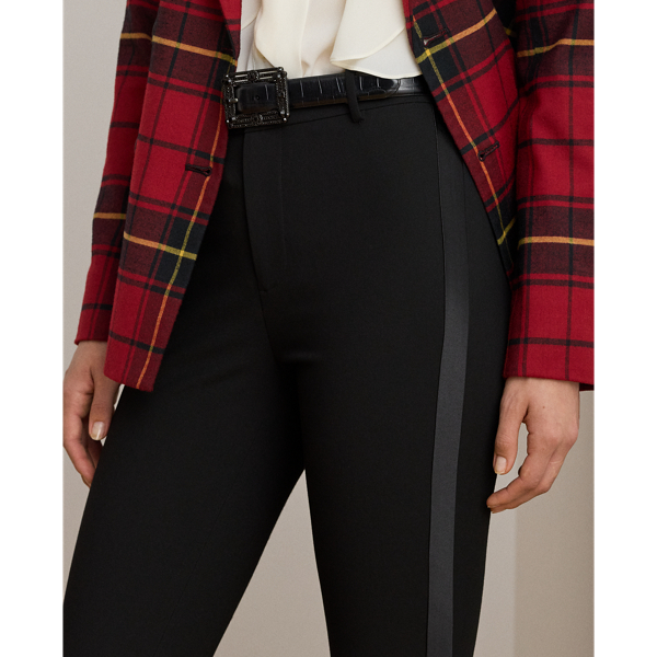 Satin-Trim Double-Faced Crepe Pant