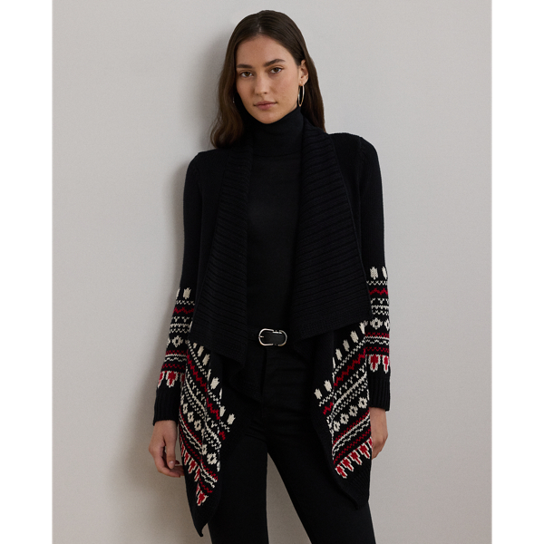 Fair Isle Cotton Shawl-Collar Cardigan