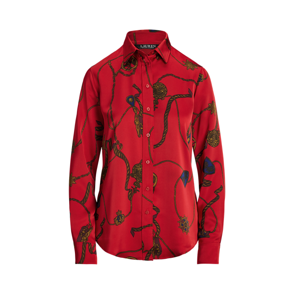 Classic Fit Belting-Print Crepe Shirt