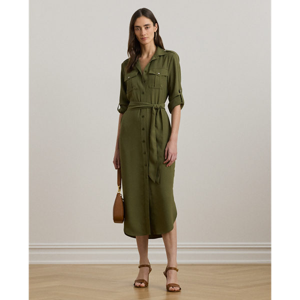Olive Grove Georgette-Hemdkleid mit Gürtel Lauren Petite 1