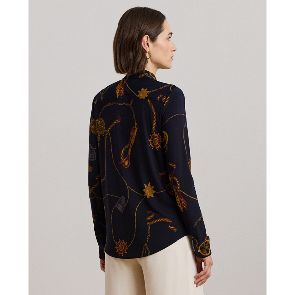 売れ筋商品|||ラルフローレン シャツ レディース トップス SLIM FIT BELTING PRINT JERSEY SHIRT - Button-down blouse - cream/multi-colored s7-AI201963878001_lifestyle?