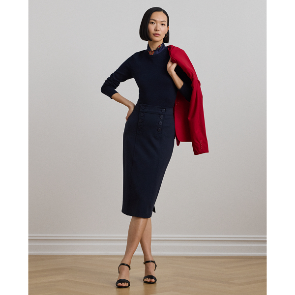 Navy blue ponte pencil skirt best sale