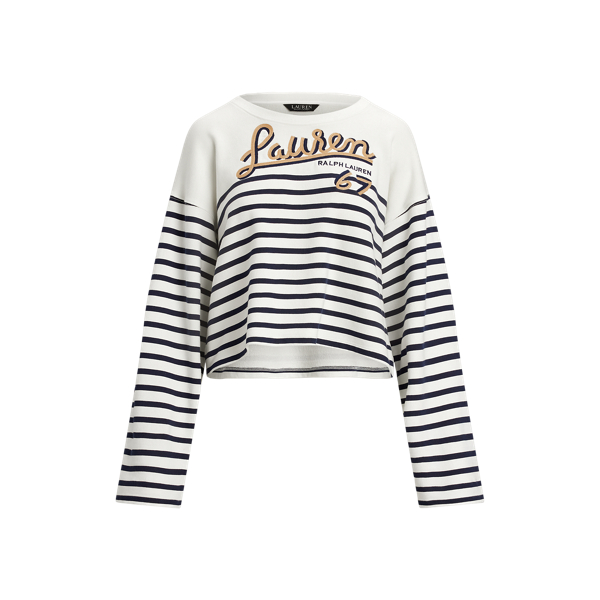 Striped French Terry Cropped Sweatshirt