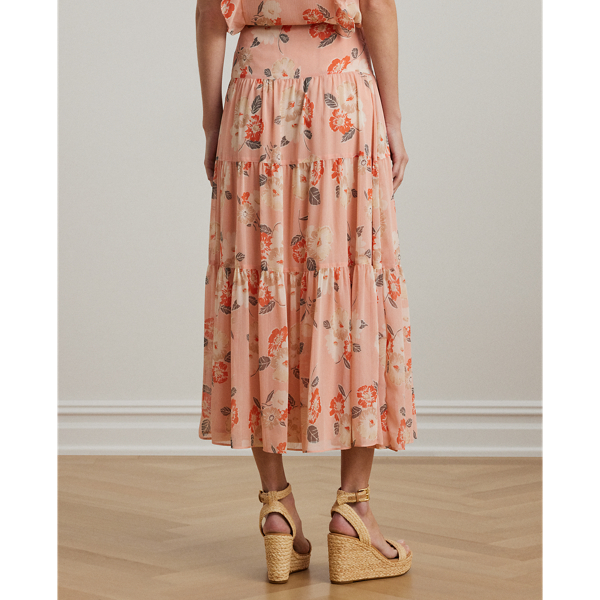 Floral Crinkle Georgette Tiered Skirt