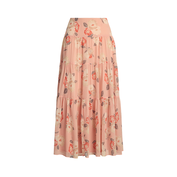 Floral Crinkle Georgette Tiered Skirt
