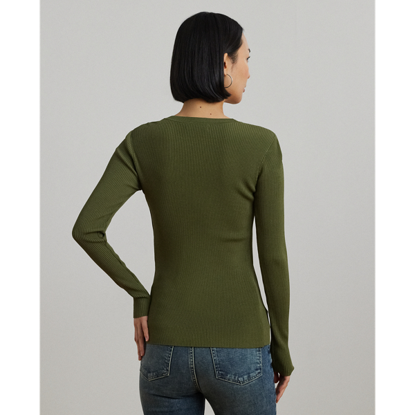 Rib-Knit Henley Sweater
