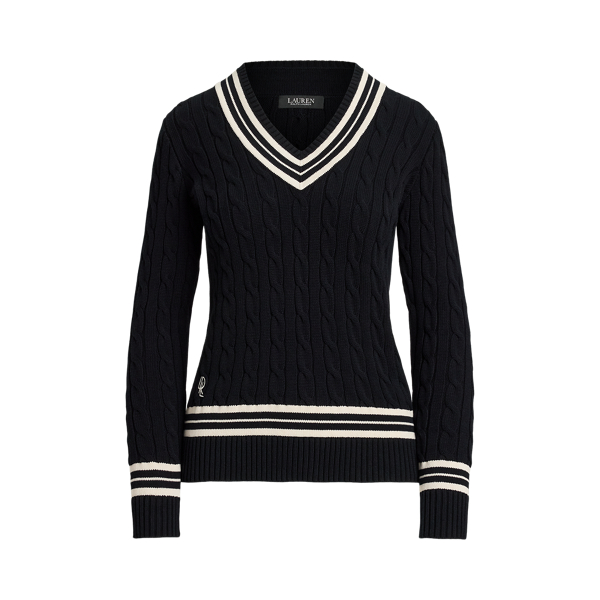 Baumwoll-Cricketpullover mit Zopfmuster