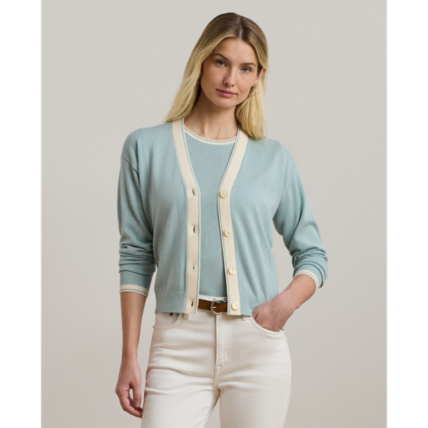 ラルフ・ローレン Lauren Ralph Lauren Petite Two-tone Cotton-blend Cardigan レディース Sw s7-AI201963660002_alternate10?