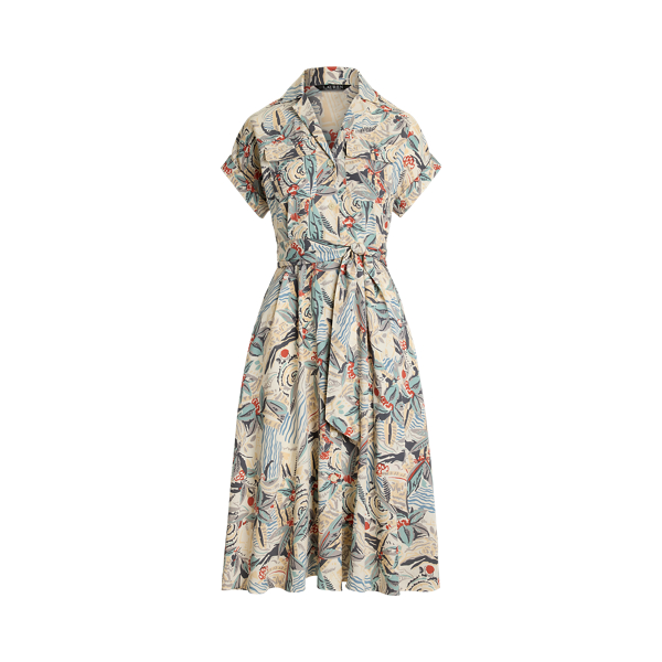 Floral Belted Crepe Dress