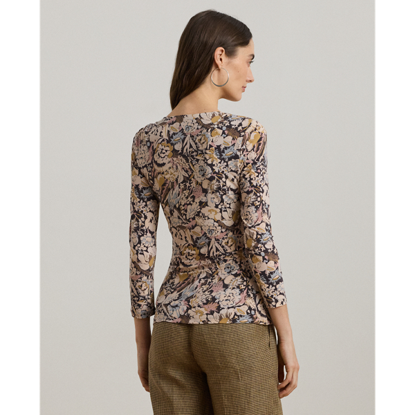 Floral Stretch Jersey Asymmetrical Top