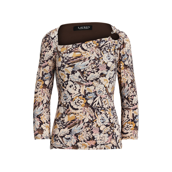 Floral Cotton-Blend Short-Sleeve Sweater