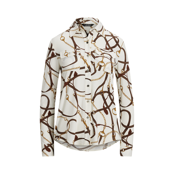 ラルフ・ローレン Lauren Ralph Lauren Petite Belting-Print Cotton Long-Sleeve Tee レデ Belting-Print Cotton Long-Sleeve Tee