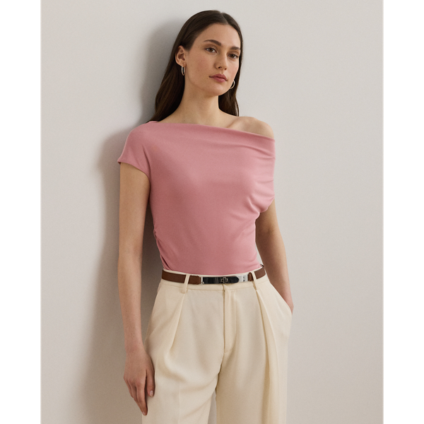 Rose Mauve Haut asymétrique épaules dégagées jersey Lauren Petite 1