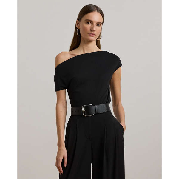 Black Asymmetrisches, schulterfreies Oberteil Lauren Petite 1