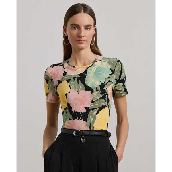 ラルフ・ローレン Lauren Ralph Lauren Floral ストレッチ Cotton Crewneck Tee レディース シャツ トップ Floral Stretch Cotton Crewneck Tee