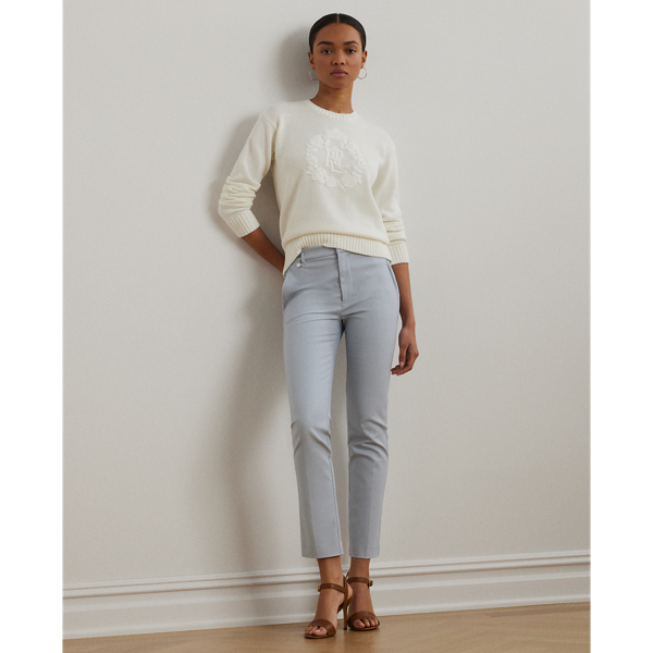 Floral-Logo Combed Cotton Sweater