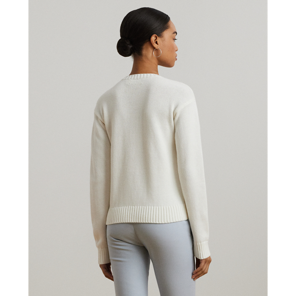 (取寄) ローレン ラルフローレン レディース フローラル-ロゴ コーム コットン セーター Lauren Ralph Lauren women Floral-logo Combed Cotton Sweater White Floral-Logo Combed Cotton Sweater