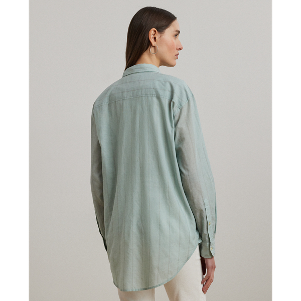 Oversize Striped Cotton Voile Shirt