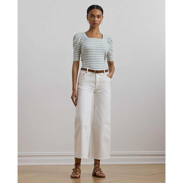 Striped Cotton Jersey Puff-Sleeve Tee
