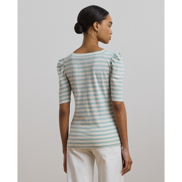 Striped Cotton Jersey Puff-Sleeve Tee