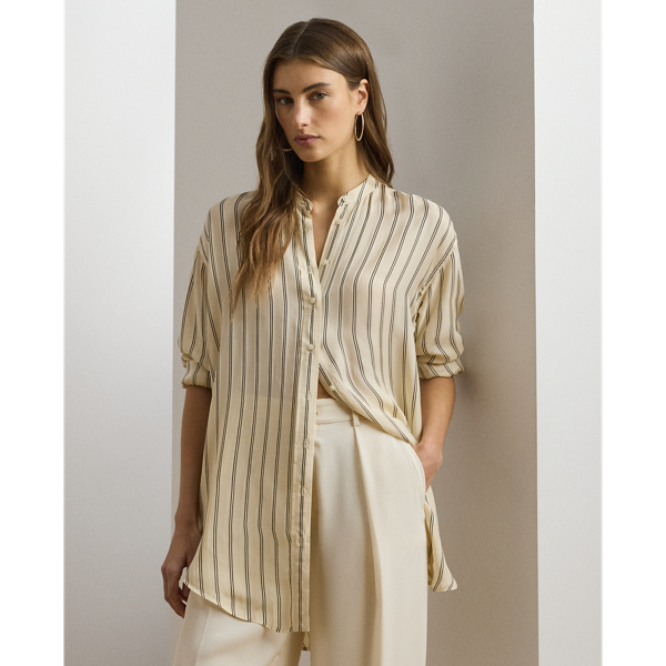 ラルフ・ローレン Lauren Ralph Lauren Striped Jacquard Tunic Shirt レディース シャツ トップス Iv Striped Jacquard Tunic Shirt