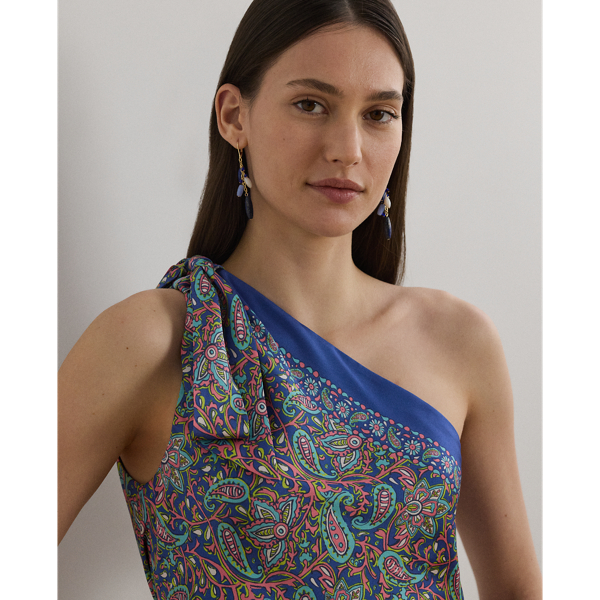 Paisley Twill One-Shoulder Blouse